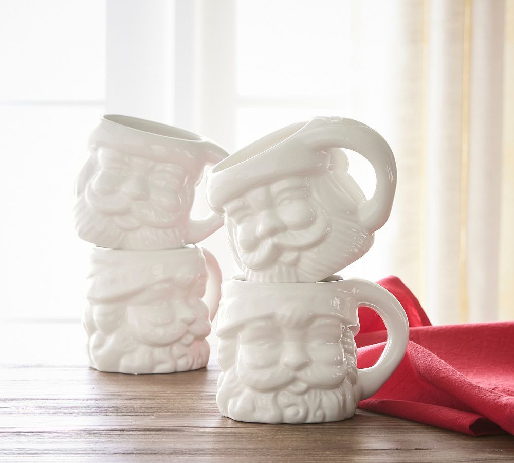 Santa Claus Ceramic Mugs - White Glaze | Pottery Barn (US)