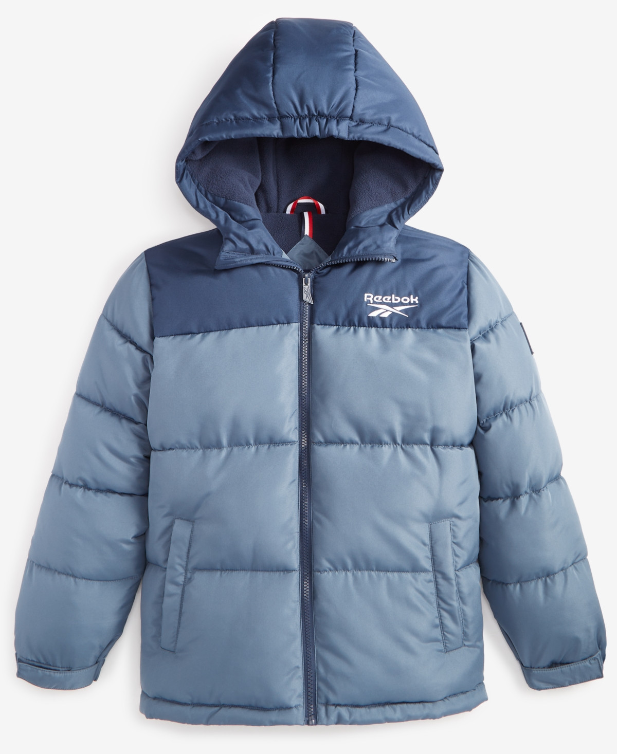 Reebok Big Boys Contrast Yoke Promo Long Sleeve Puffer Jacket - Dusty Blue | Macy's