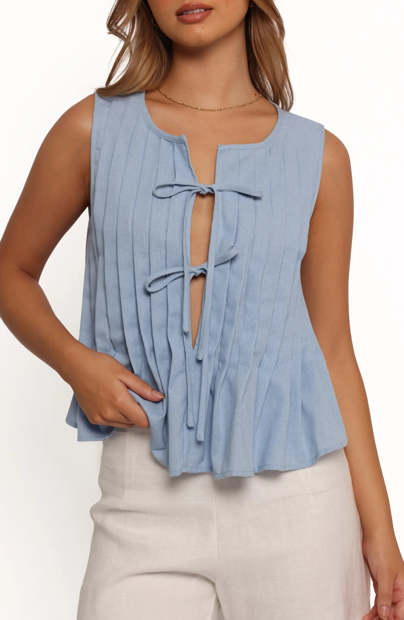 Petal & Pup Delia Tie Front Pleat Tank | Nordstrom | Nordstrom