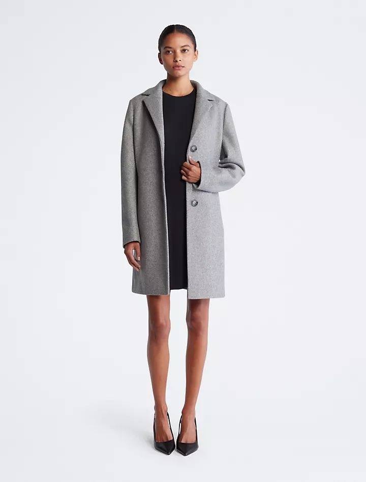 Notch Collar Single Breasted Overcoat | Calvin Klein | Calvin Klein (US)