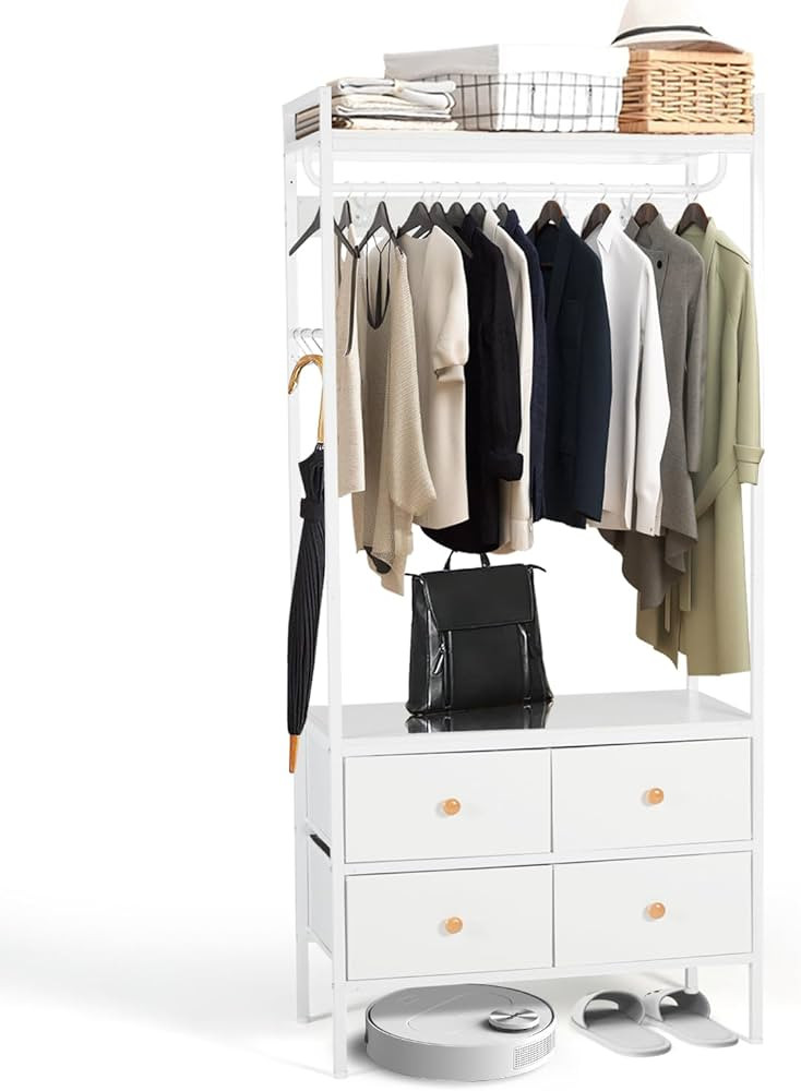 YIGOBUY Free Standing Garment Rack Shelves Coat Rack Hall Tree with Industrial Garment Rack with ... | Amazon (US)