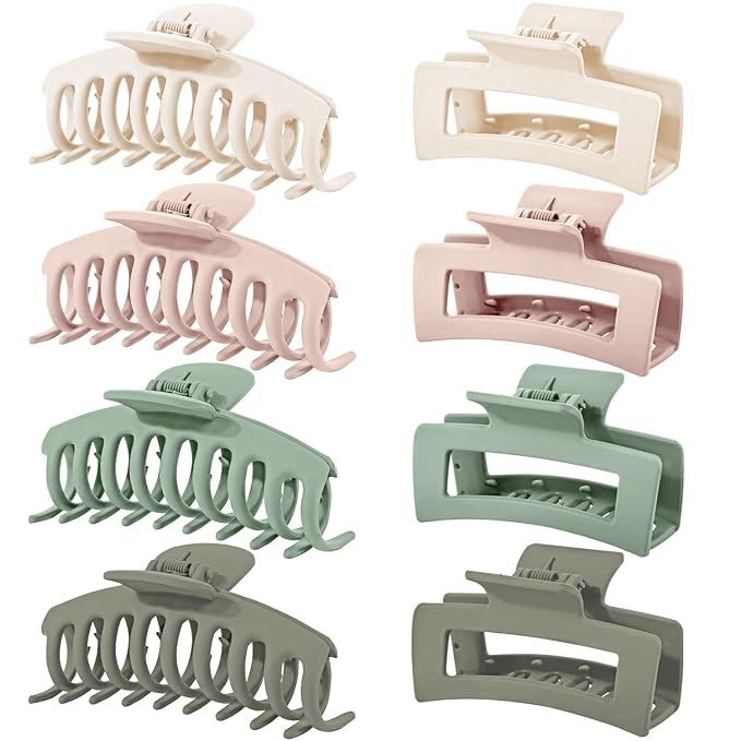 8 Pcs Morandi Hair Claw Clips, Strong Hold Hair Clips for Women Thick Hair, Matte Hair Claws for ... | Amazon (US)