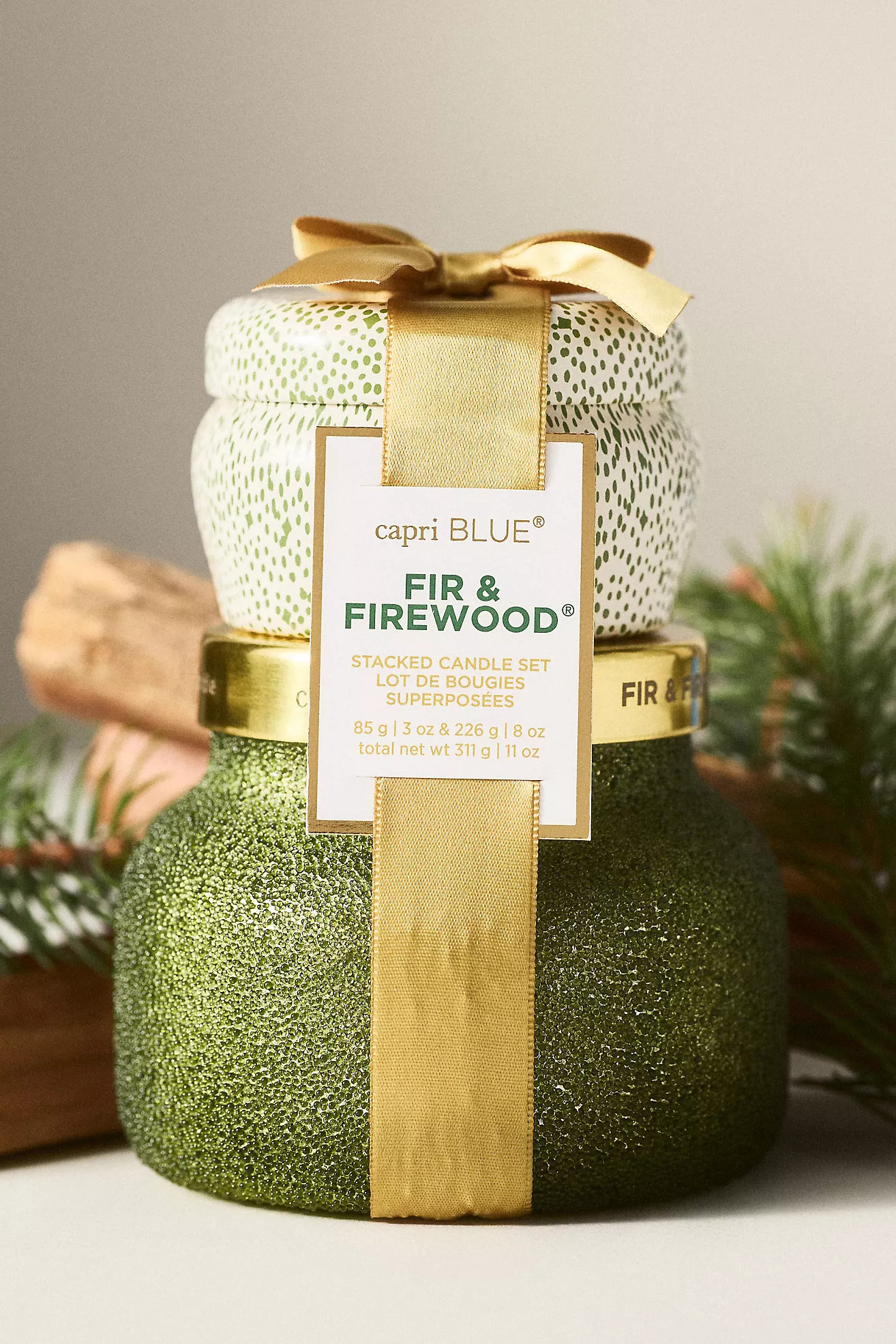 Capri Blue Woody Fir & Firewood Stacked Candle Gift Set | Anthropologie (US)