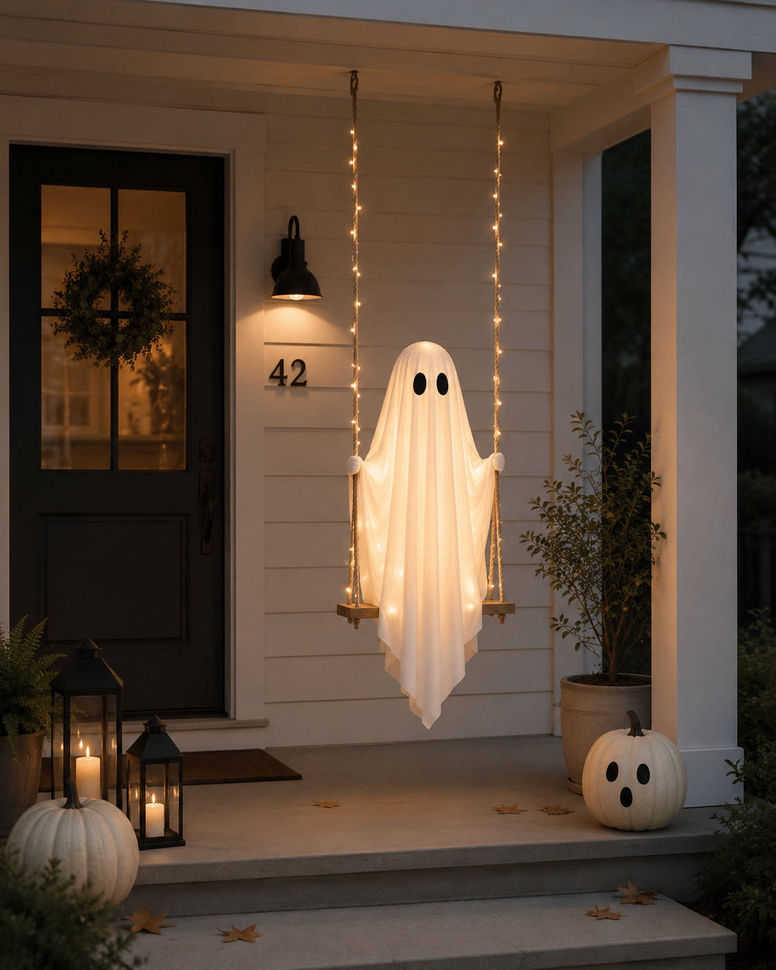 Okay, this ghost swing is seriously SO cute 👻✨ It’s such an easy way to add a little Halloween fun to the front porch without going overboard. I love the soft glow from the string lights—it makes everything feel cozy, spooky, and still super cute. Perfect if you want your Halloween decor to feel more chic + minimal instead of scary. 🎃🤍

#HalloweenDecor #HalloweenDecorations #HalloweenHomeDecor #FrontPorchDecor #HalloweenPorch #AmazonFinds #AmazonHome #AmazonHalloween #HalloweenInspo #FallDecor #FallHomeDecor #CozyHome #HomeDecorIdeas #PorchDecor #LTKHome #LTKFinds #LTKCreator #SpookySeason 👻🎃✨ 

 #LTKSeasonal #LTKHome #LTKSaleAlert