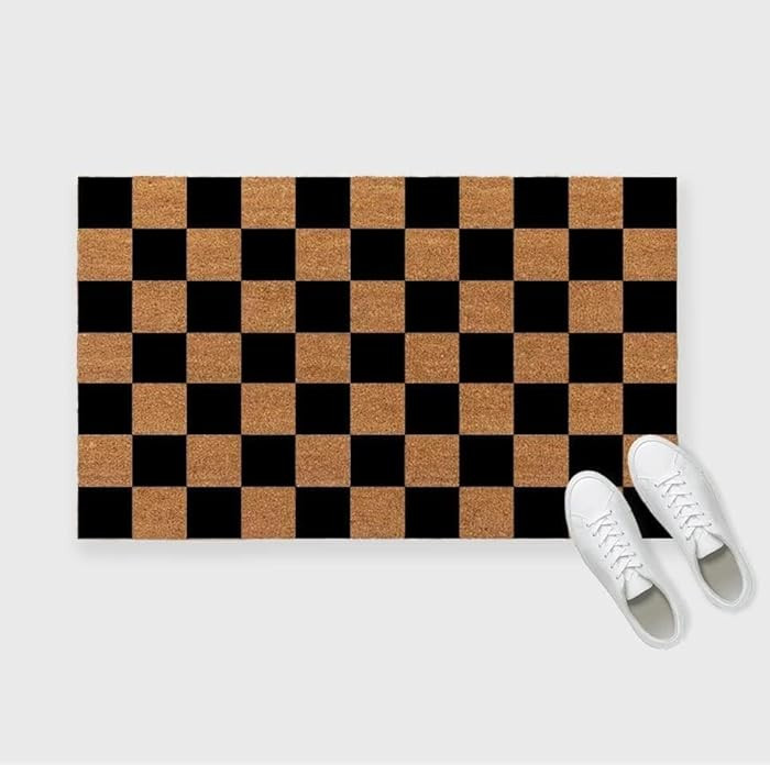Checkered Doormat, 30x17 Inch, Black | Amazon (US)