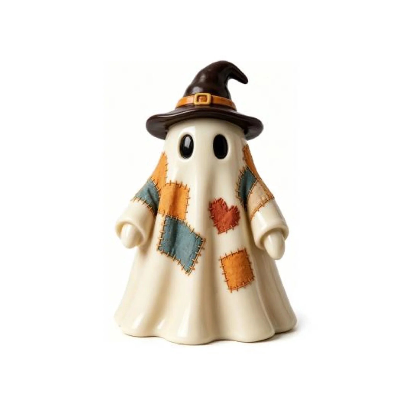 Vintage Patchwork Ghost Figurine, Cute Resin Halloween Ghost Statue with Floral Bow and Pumpkin Basket, Retro Fall Tabletop Mantel Shelf Entryway Porch Decor for Halloween Thanksgiving Home Party | Walmart (US)