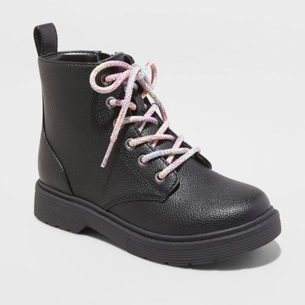 Girls' Zoe Zipper Lace-Up Combat Boots - art class™ | Target