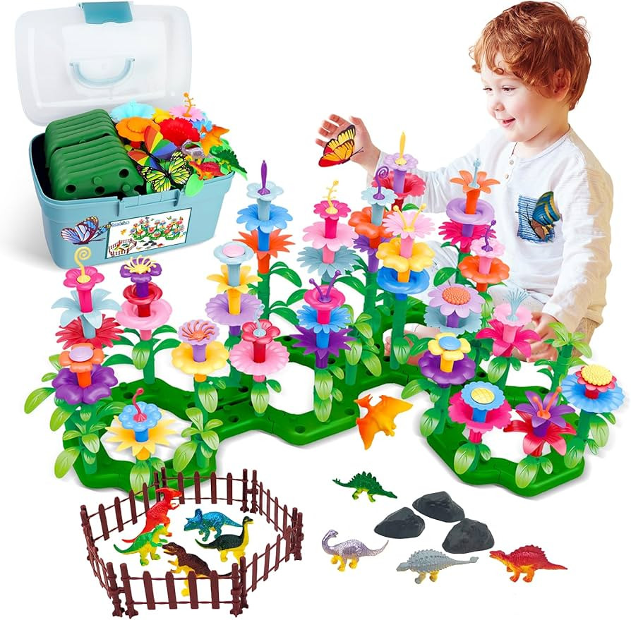 Toddlers Pretend Play - Dinosaur Flower Garden Building Toys 167 PCS,Educational Learning Fine Mo... | Amazon (US)