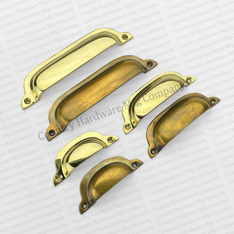 Antique Unlacquered Butterfly Bin Pulls Unlacquered Brass Hardware Dresser Cup Pulls - Etsy | Etsy (US)