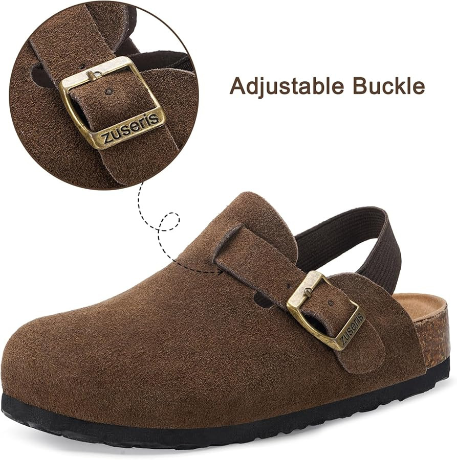 ZUSERIS Kids Suede Clogs Toddler Clogs Boys Girls Cork Footbed Sandals Potato Shoes Leather Slip ... | Amazon (US)