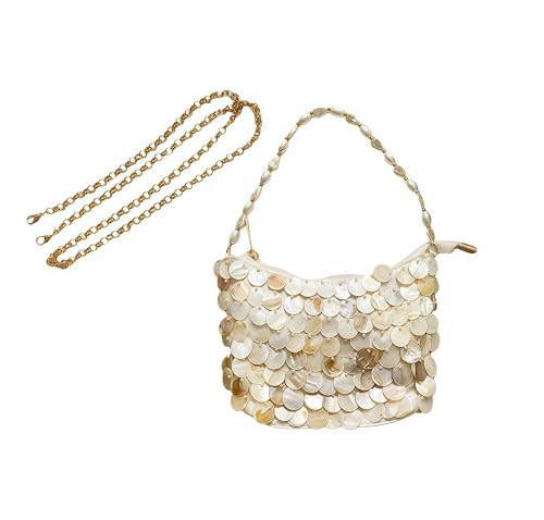 UVXKOSIV Summer Beaded Shell Purse，Seashell Bag，Sequin Pearl Bag for Women，Luxury Evening Handbag for Wedding Party Beach Vacation | Amazon (US)