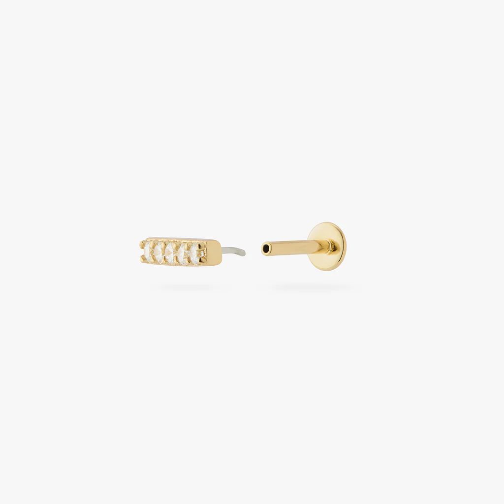 Gold Pave Bar Flatback Stud | Studs