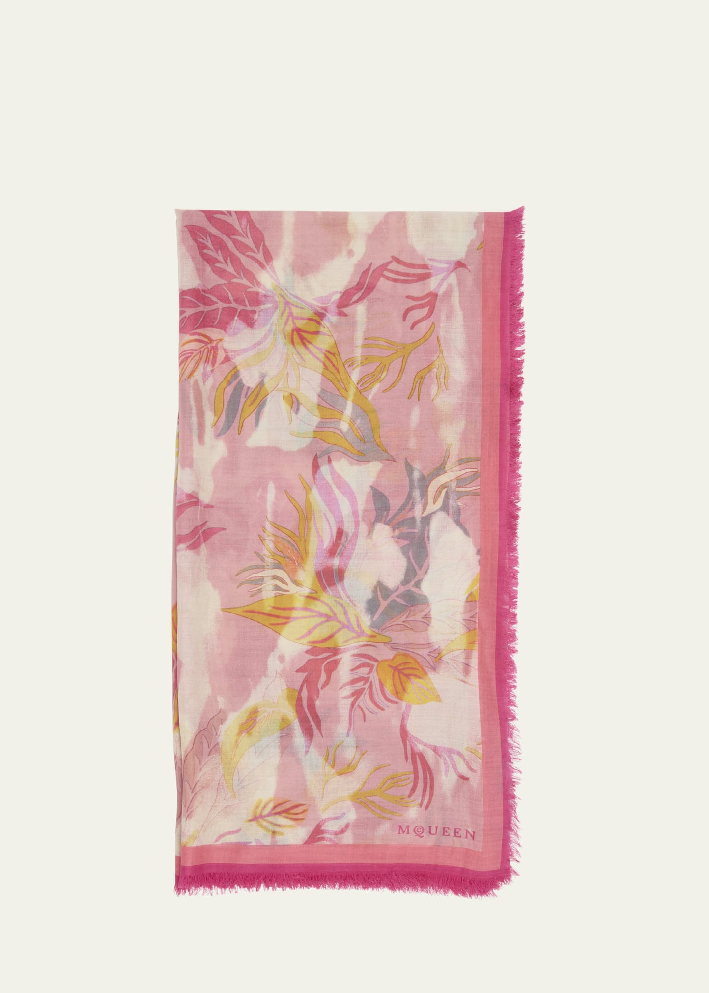 McQueen Hawaiin-Inspired Floral-Print Silk Scarf | Bergdorf Goodman