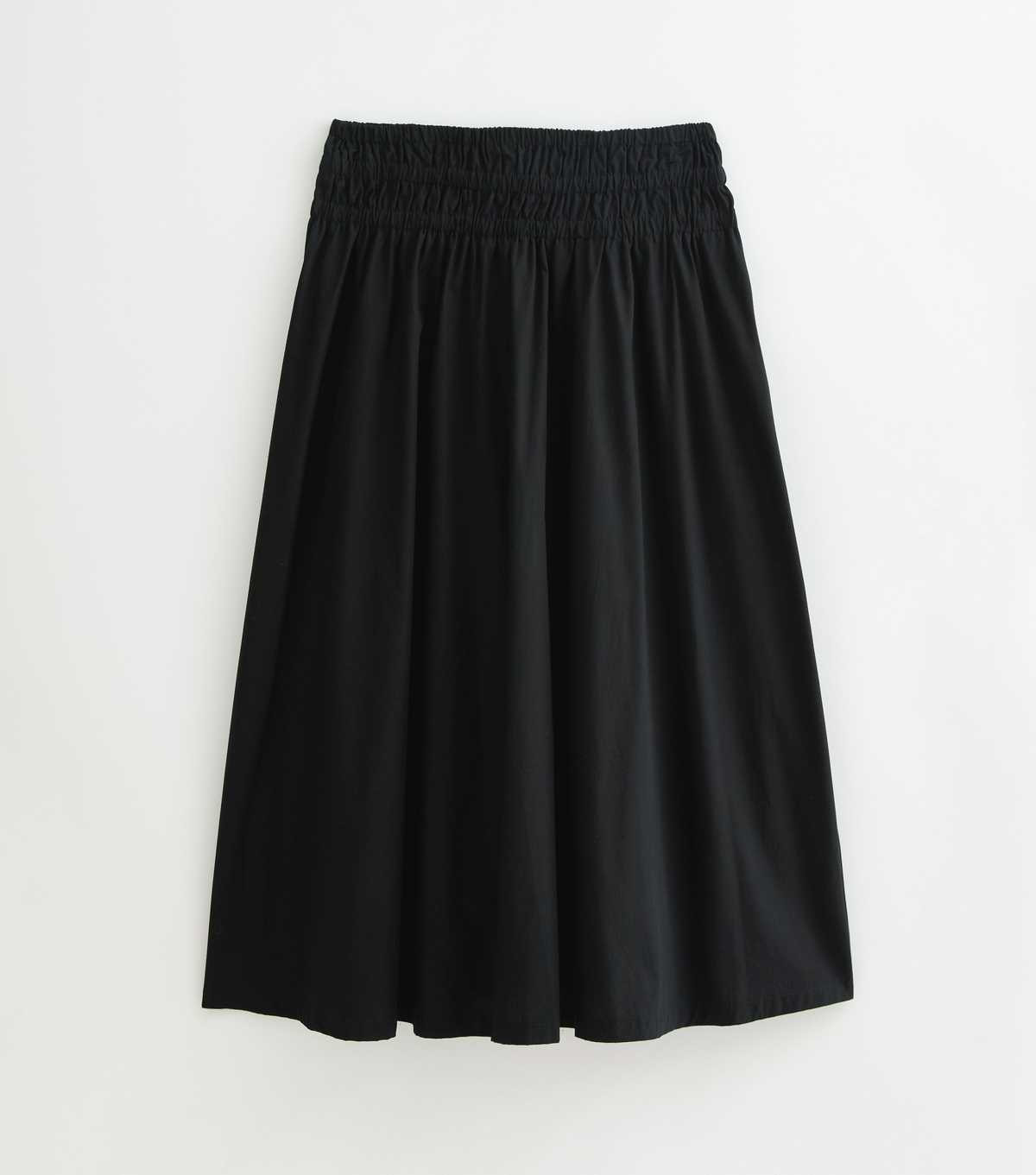 Black Shirred Waist Poplin Midi Skirt | New Look | New Look (UK)