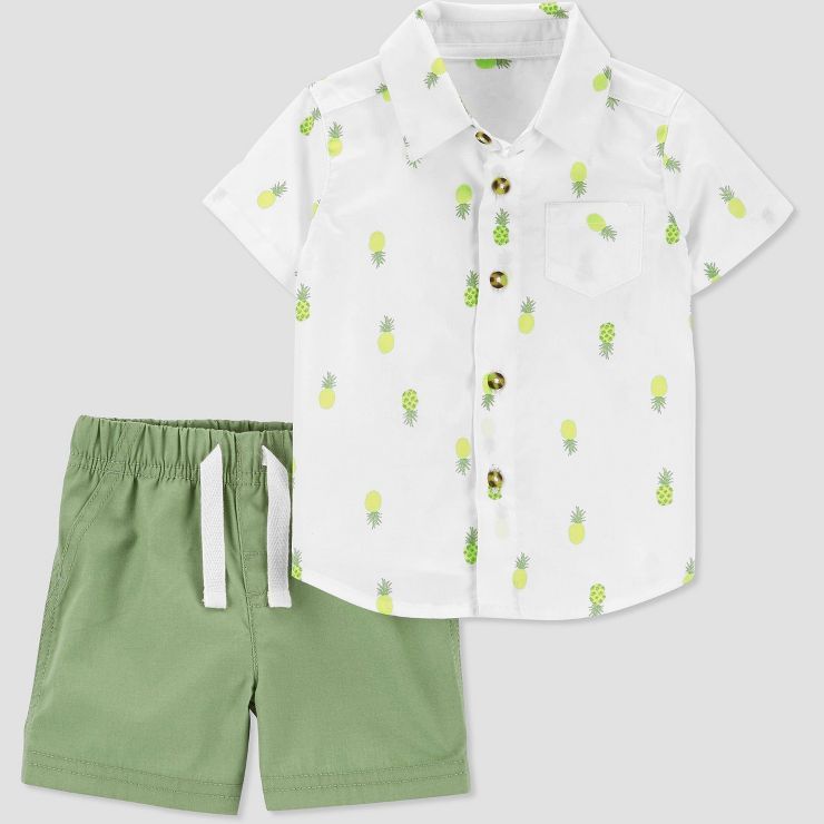 Carter's Just One You®️ Baby Boys' 2pc Pineapple Top and Bottom Set - Olive Green/Ivory | Target