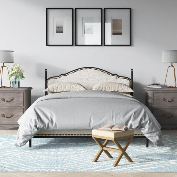 Alaja Upholstered Platform Metal Four Poster Bed | Wayfair North America