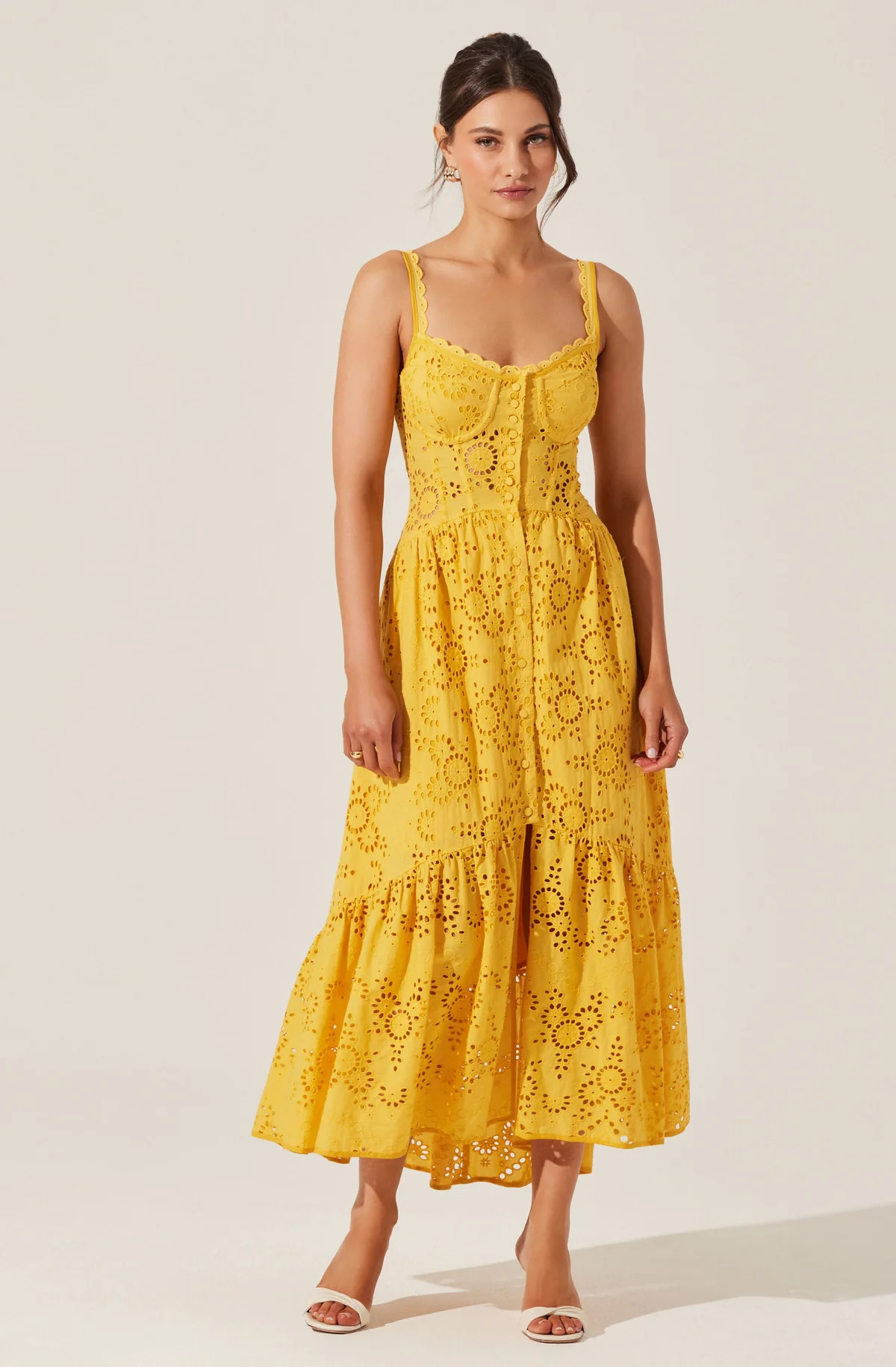 Yamila Eyelet Corset Midi Dress | ASTR The Label (US)