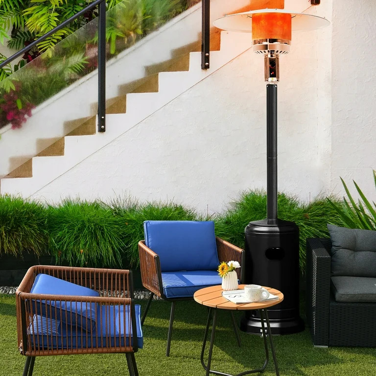 Costway 50000 BTU Propane Patio Heater Standing LP Gas Steel with Wheels Black | Walmart (US)