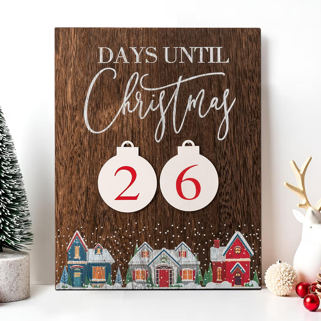 Christmas Countdown Sign Days Until Christmas Sign Wooden Early Xmas Countdown Advent Calendar Nu... | Amazon (US)