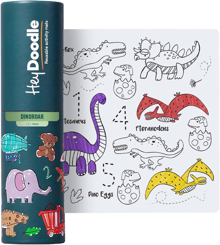 DinoRoar Mini Doodle Mat for Toddlers & Kids - Mess Free & Wipeable Activity Pad for Alphabet Lea... | Amazon (US)