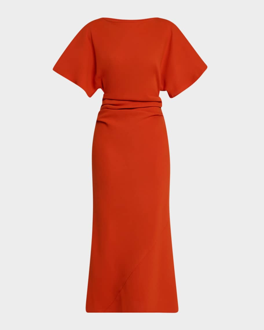 STAUD Amelie Ruched Midi Dress | Neiman Marcus