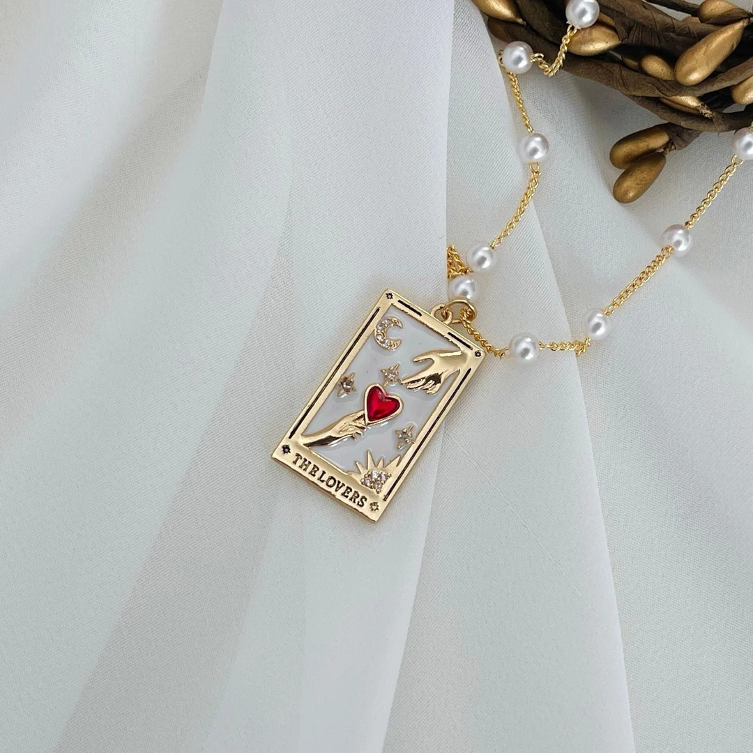 Tarot Card Deck Necklace • Witchy Tarot Reading • Sun Star Moon Empress Lovers • Gold Fille... | Etsy (US)