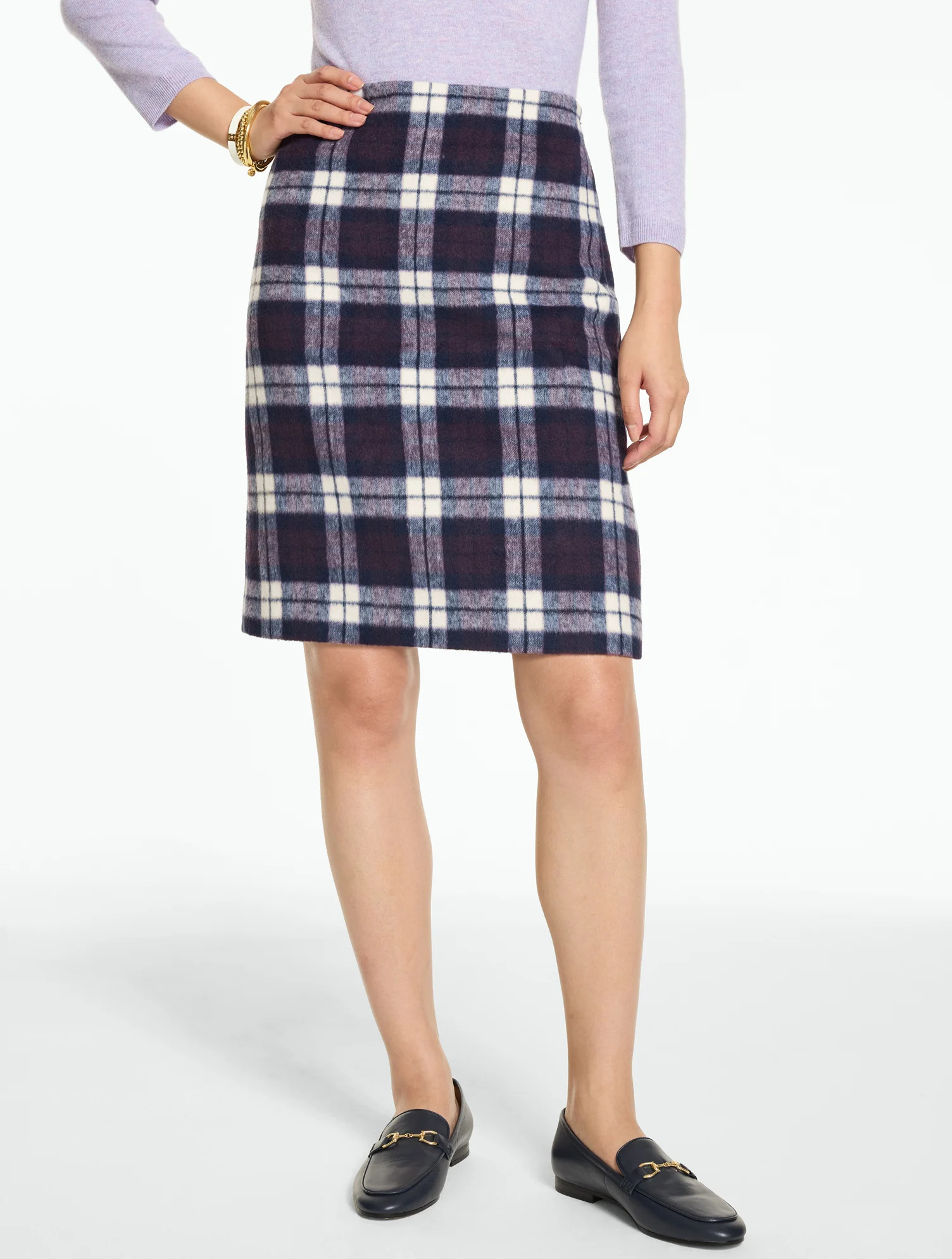 Petite - A-Line Skirt - Hunting Plaid - Ivory - 10 Talbots | Talbots