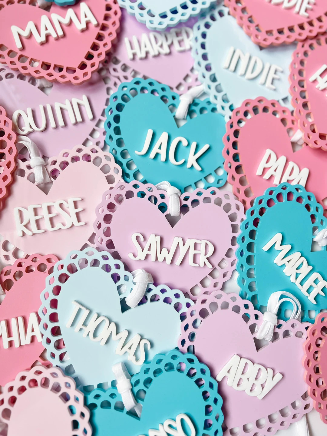 Personalized Name, Valentine's Day Gift Basket Gift Tag, Acrylic Gift Tag,basket Marker, Heart Ta... | Etsy (US)