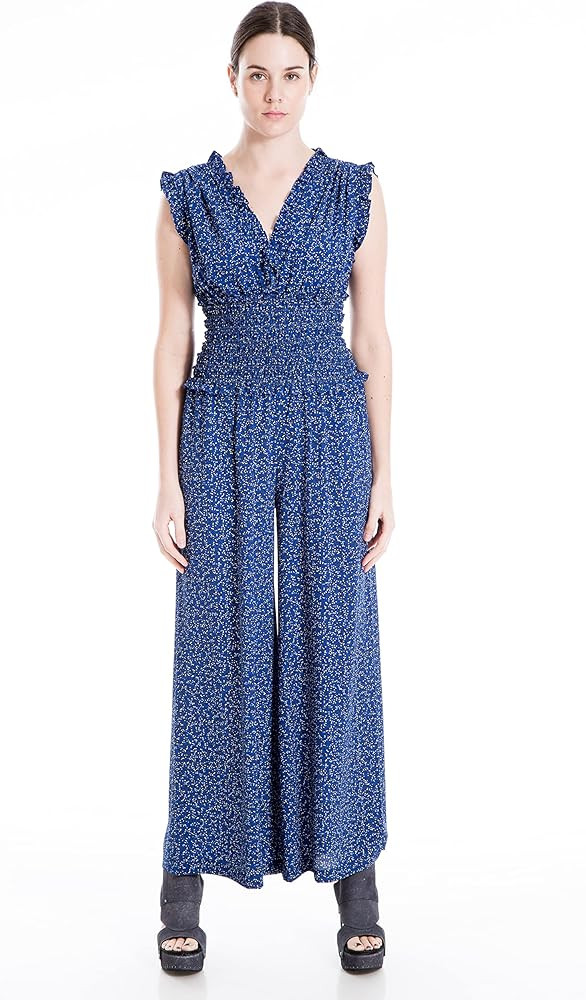Max Studio Women's V-Neck Smocked Waist Jumpsuit | Amazon (US)
