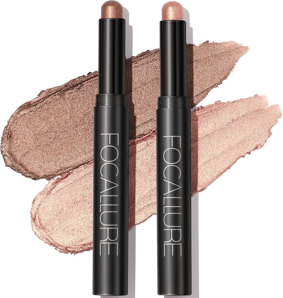 FOCALLURE 2 Pcs Cream Eyeshadow Stick,Shimmer Eyeshadow Pencil Crayon,High Pigmented Eye Shadow P... | Amazon (US)