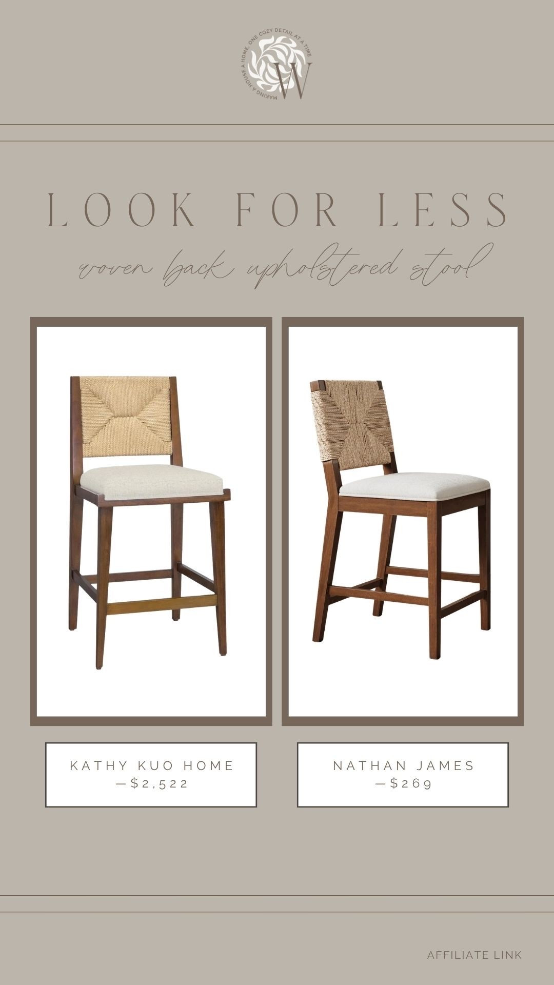 Our new counter stools are a designer inspired find! The same beautiful woven texture, upholstered seat, and warm wood tone for a fraction of the designer cost.

#LTKHome #LTKSaleAlert