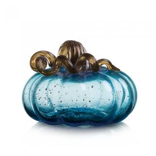 Glitzhome® Short Glass Pumpkin, Blue | Michaels Stores