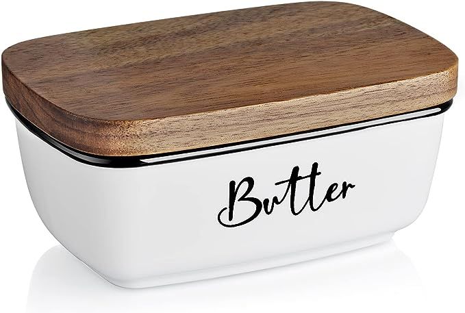 Farmhouse Butter Dish, ALELION Large Ceramic Butter Dish with Lid for Countertop, Vintage Butter ... | Amazon (US)
