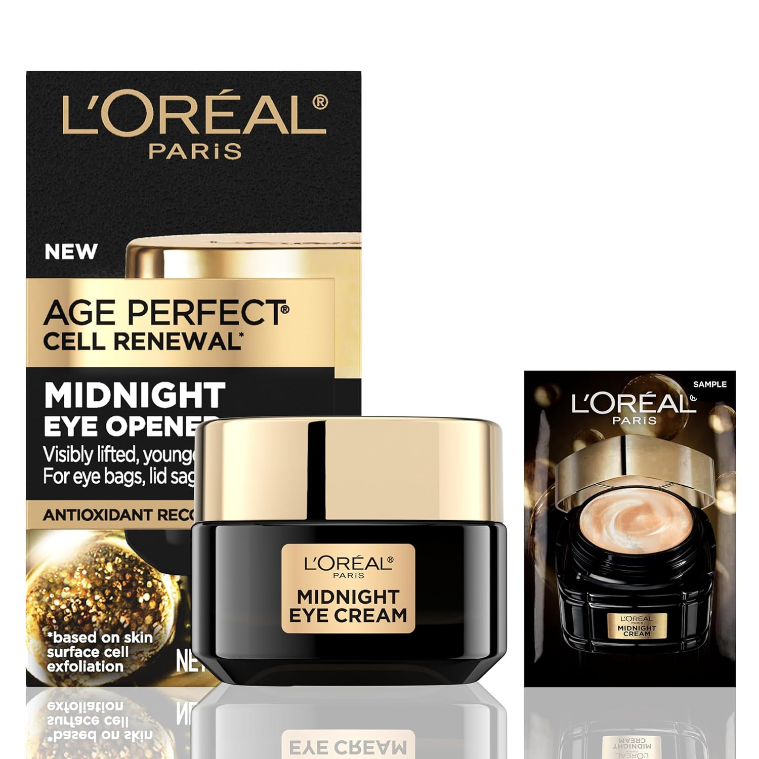 L'Oreal Paris Age Perfect Cell Renewal Midnight Eye Cream, Antioxidant-Rich Under Eye Cream to Treat 8 Signs of Aging, Includes Night Cream Sample | Amazon (US)