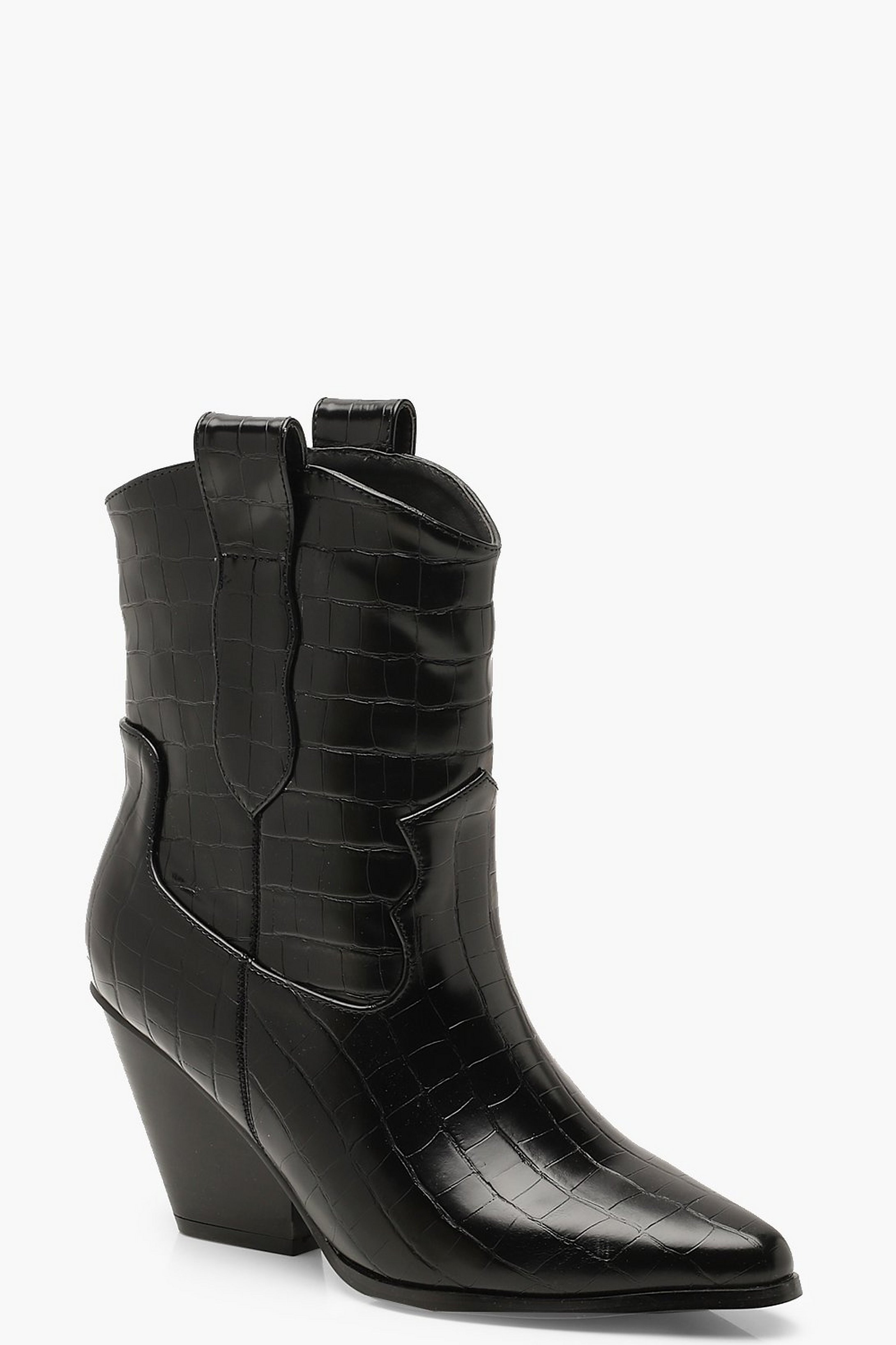 Croc Pointed Cowboy Boots | Boohoo.com (UK & IE)