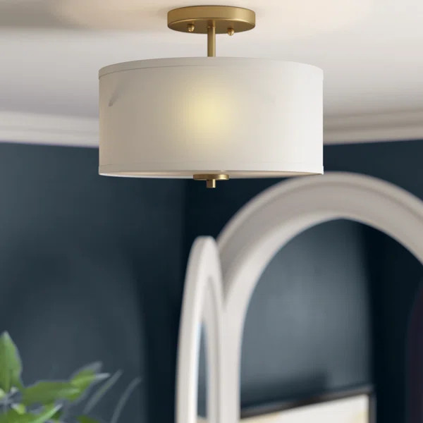 Aaru 2 - Light 13" Shaded Drum Semi Flush Mount | Wayfair North America