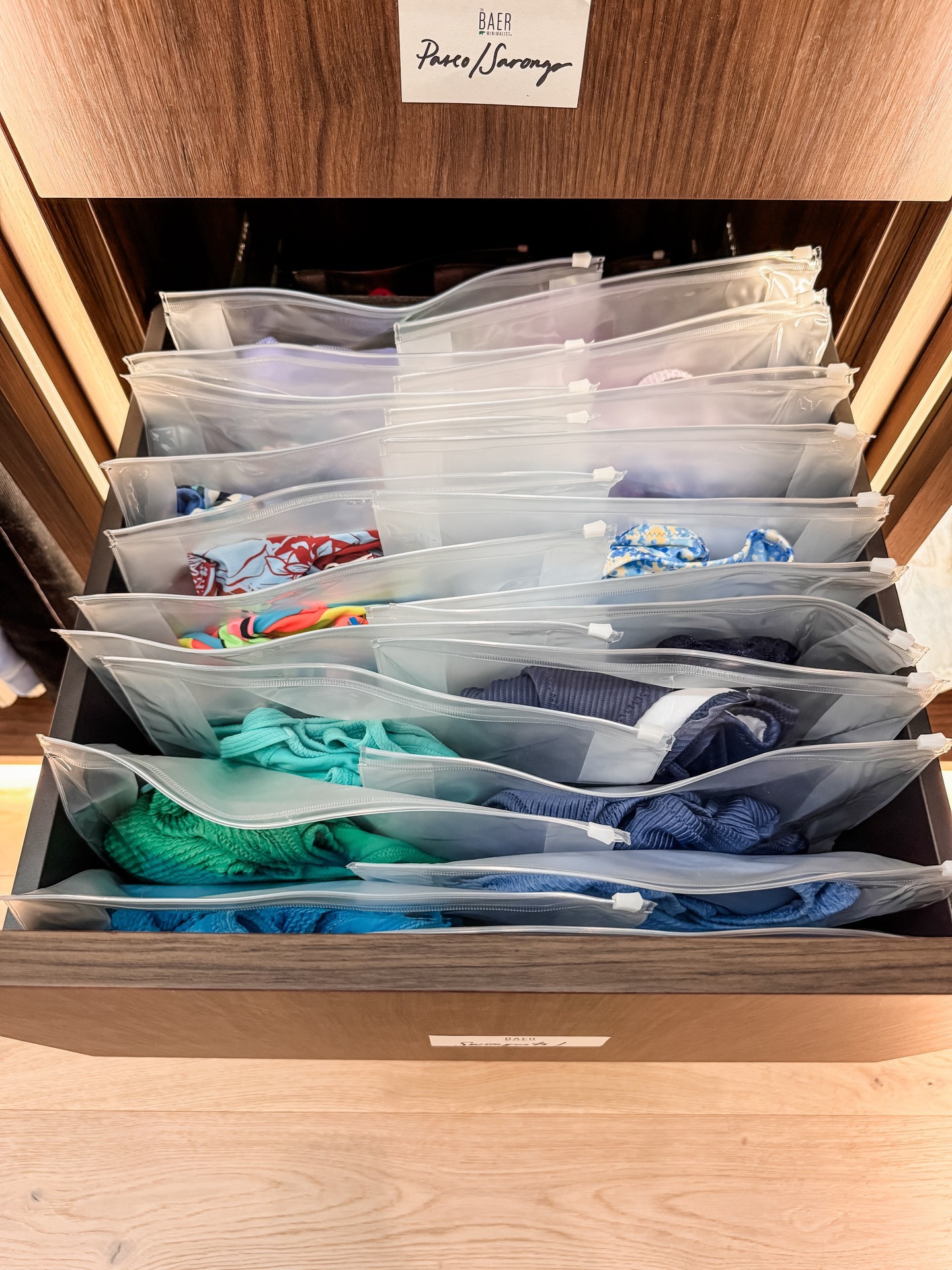 Spring break is calling, so let’s take a moment for the most perfect swim suit drawer you've ever seen.

These pouches are so easy to toss in your suitcase (and work so well for organizing kids outfits for travel too).

Happy travel, friends! ☀️