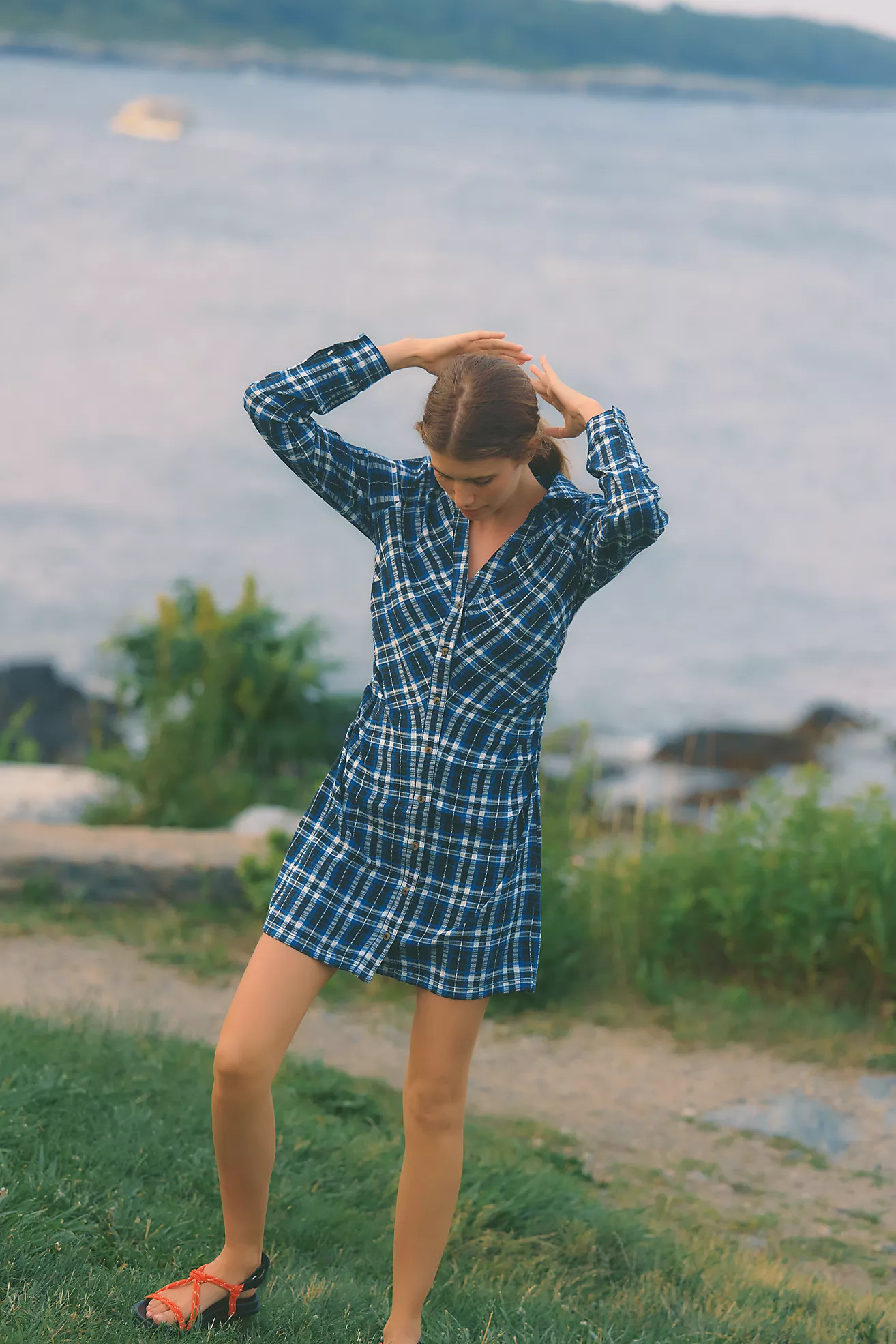 Greer Ruched Mini Shirt Dress | Anthropologie (US)