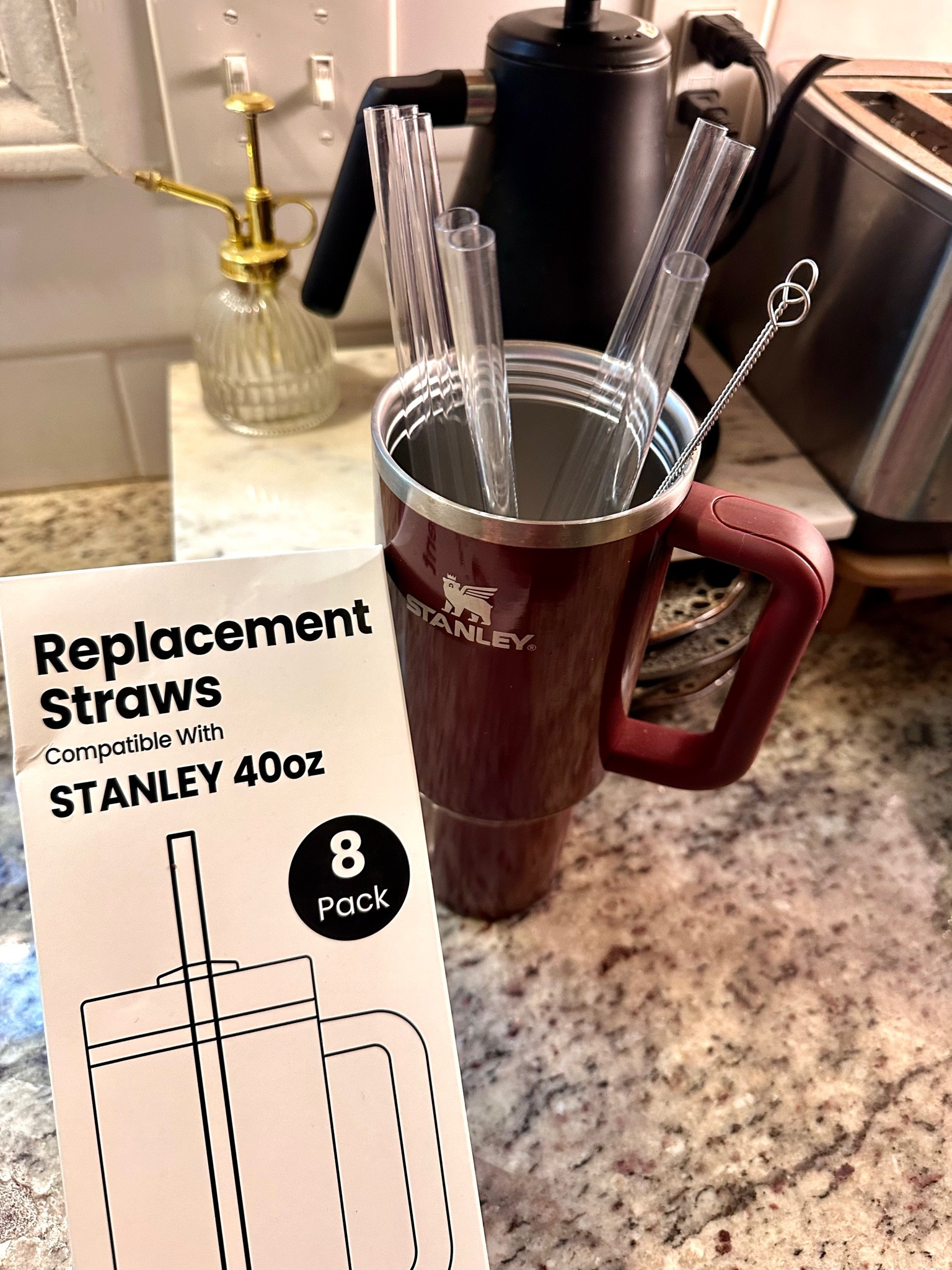 Excellent Amazon find! Cuttable and *dishwasher safe*. I took this photo after washing in hot with a steam finish. Comes with 2 scrubbers & in sets of 8 & 12. 

Under $10 on prime  

Stanley straws | Stanley | 40oz Stanley 

#LTKFitness #LTKHome #LTKFindsUnder50