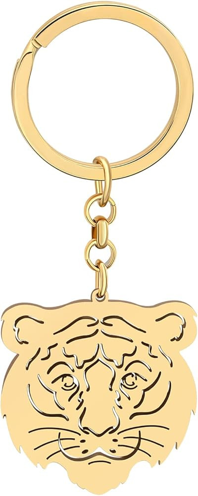 BAMAY Stainless Steel Tiger Keychains 18K Gold Silver Plated Wild Animals Car Key Ring Charms for... | Amazon (US)