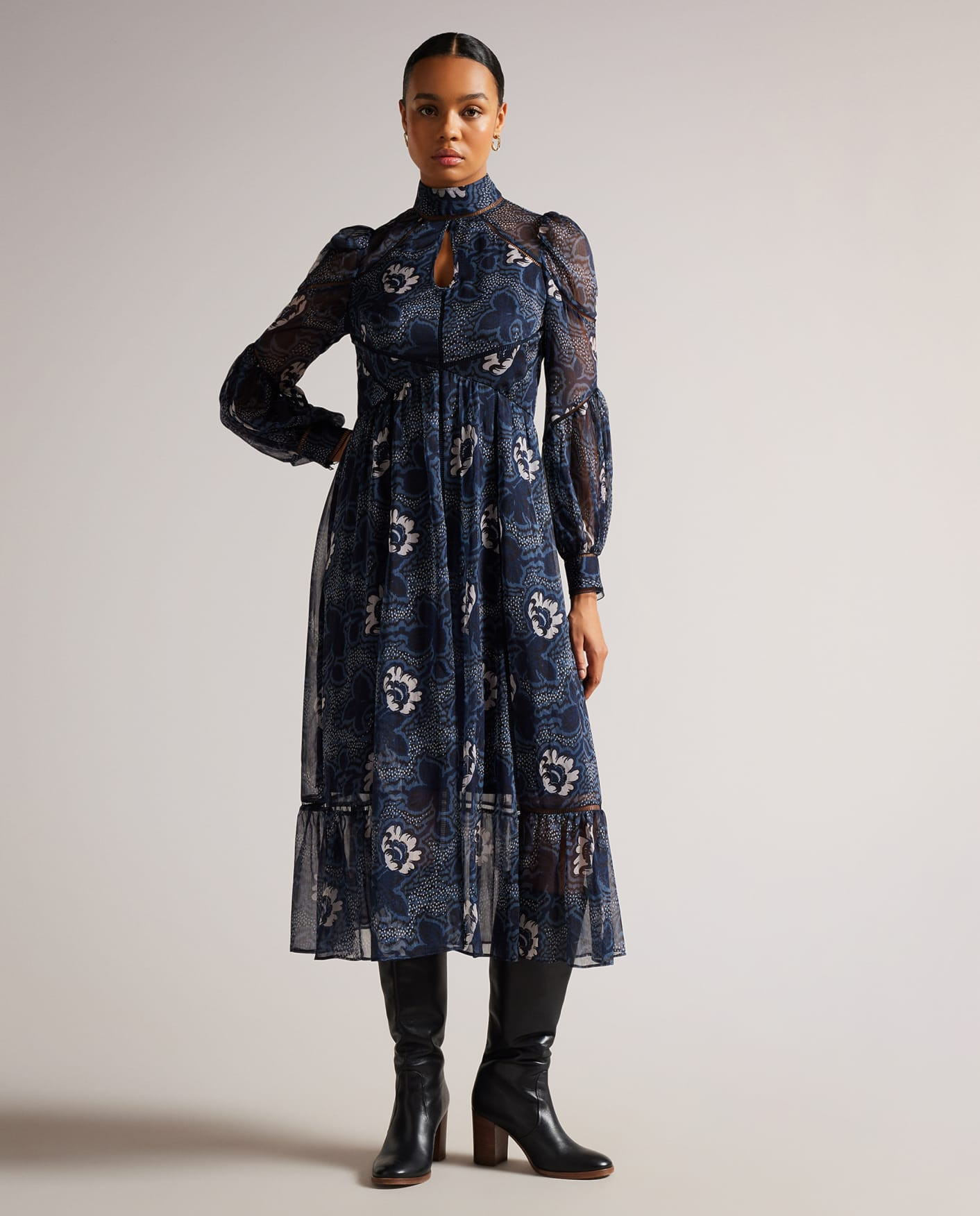 Ladder Trim Insert High Neck Dress | Ted Baker (UK)