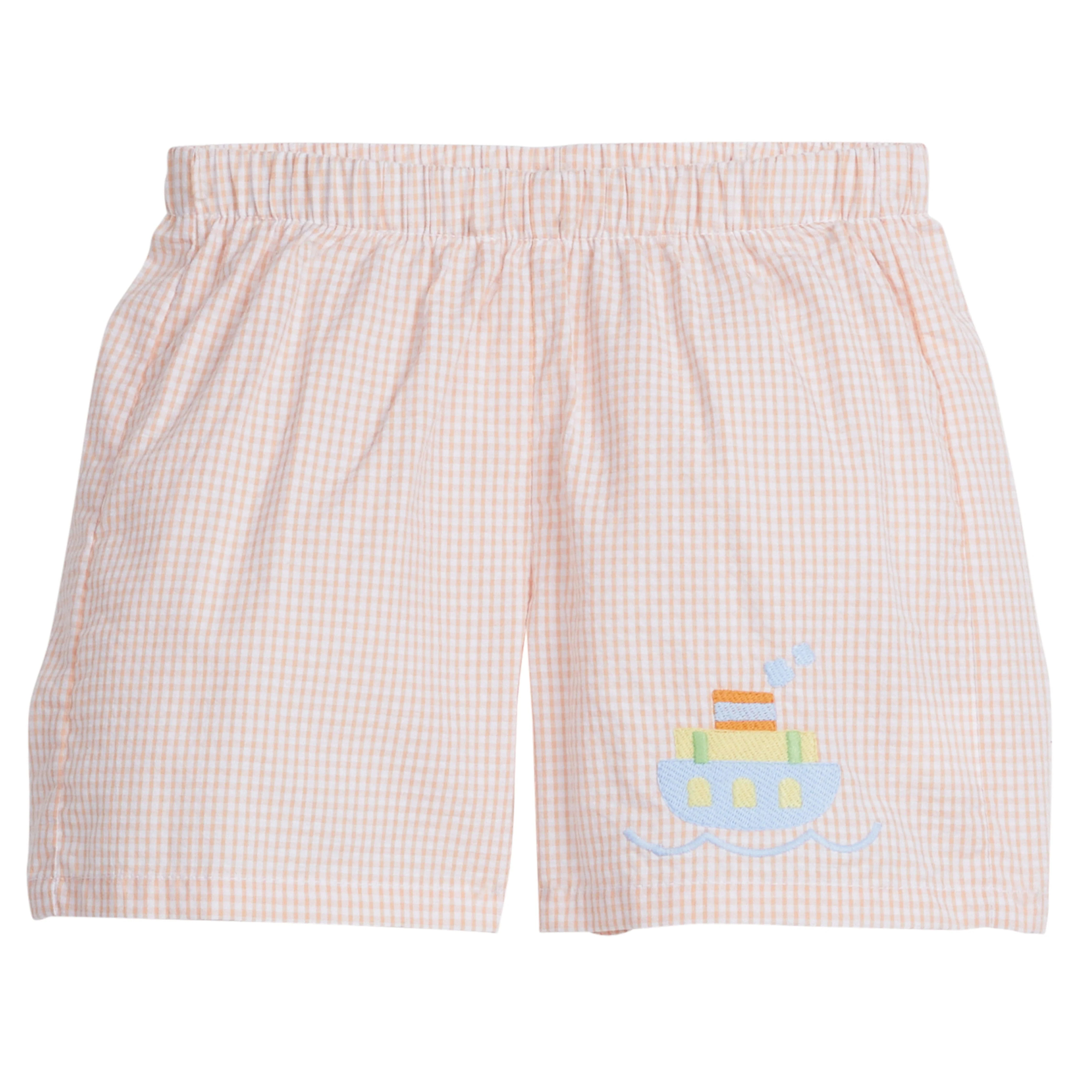 Boys Applique Basic Shorts in Orange | Little English