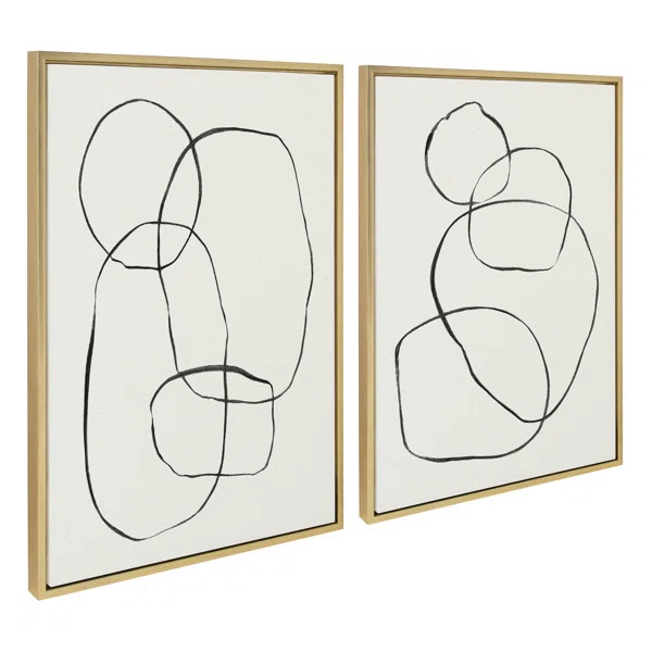 " 871 Modern Circles Flinen (left) & 869 Going In Circles Flinen (right) " by Teju Reval 2 - Piec... | Wayfair North America