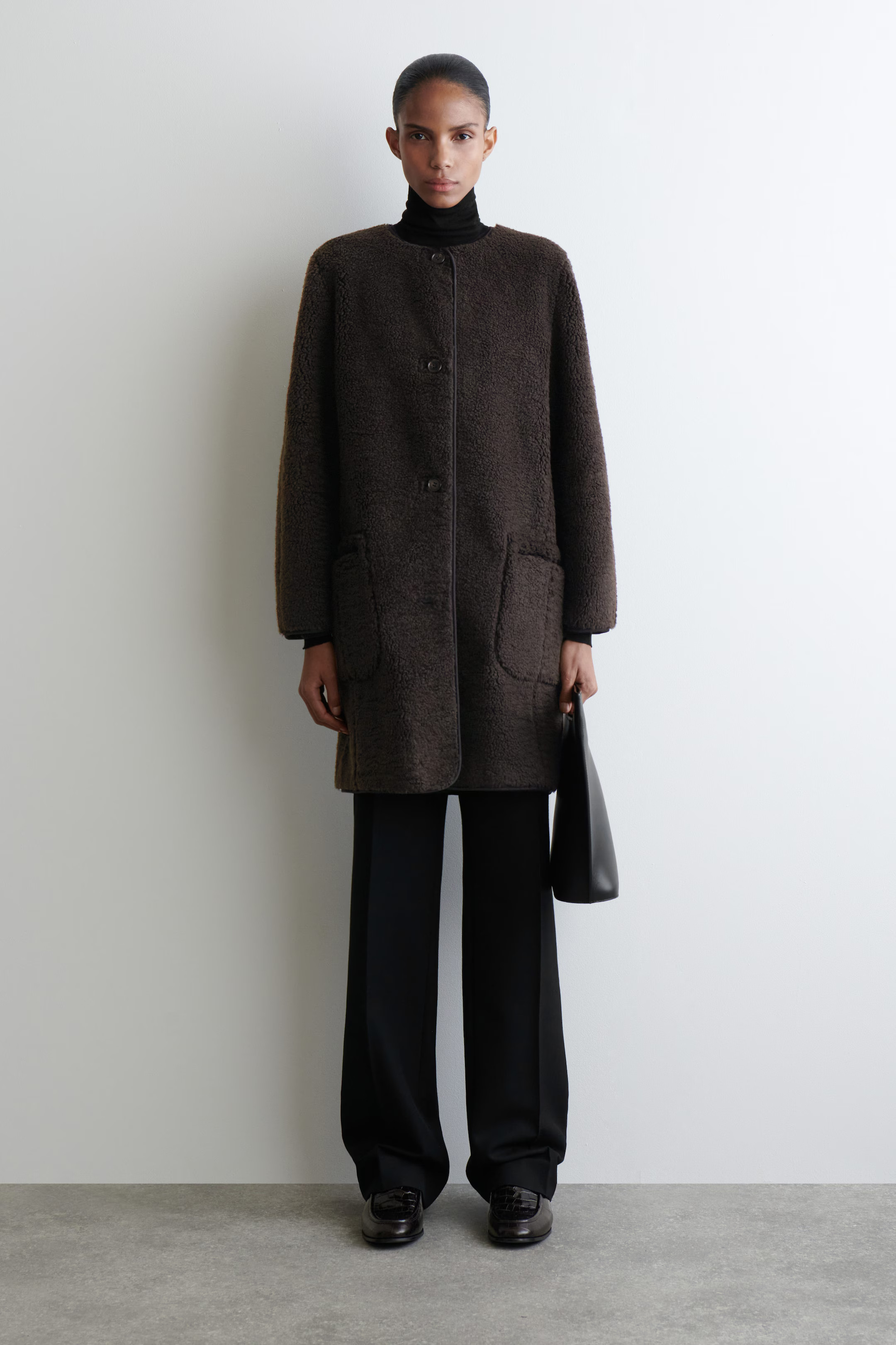 LONGLINE TEDDY JACKET - DARK BROWN | COS US | COS (EU)