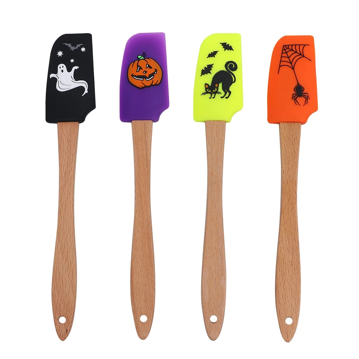 4pcs Halloween Wooden Handle Silicone Scraper Cream Spatula Baking Gadget Baking Supplies Kitchen... | Walmart (US)