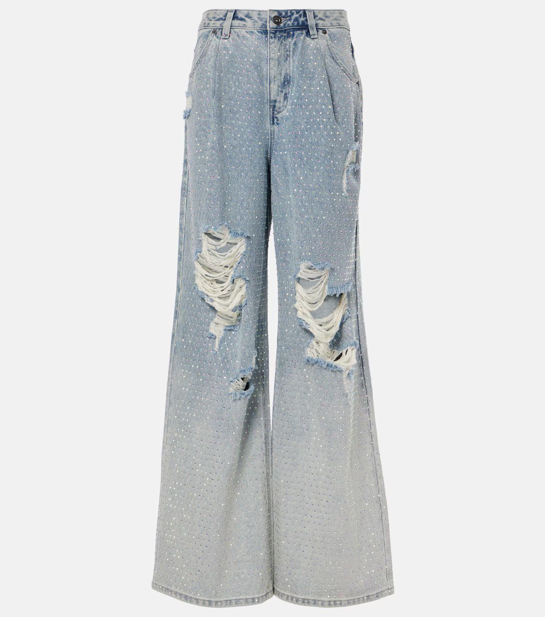 Embellished distressed wide-leg jeans | Mytheresa (US/CA)