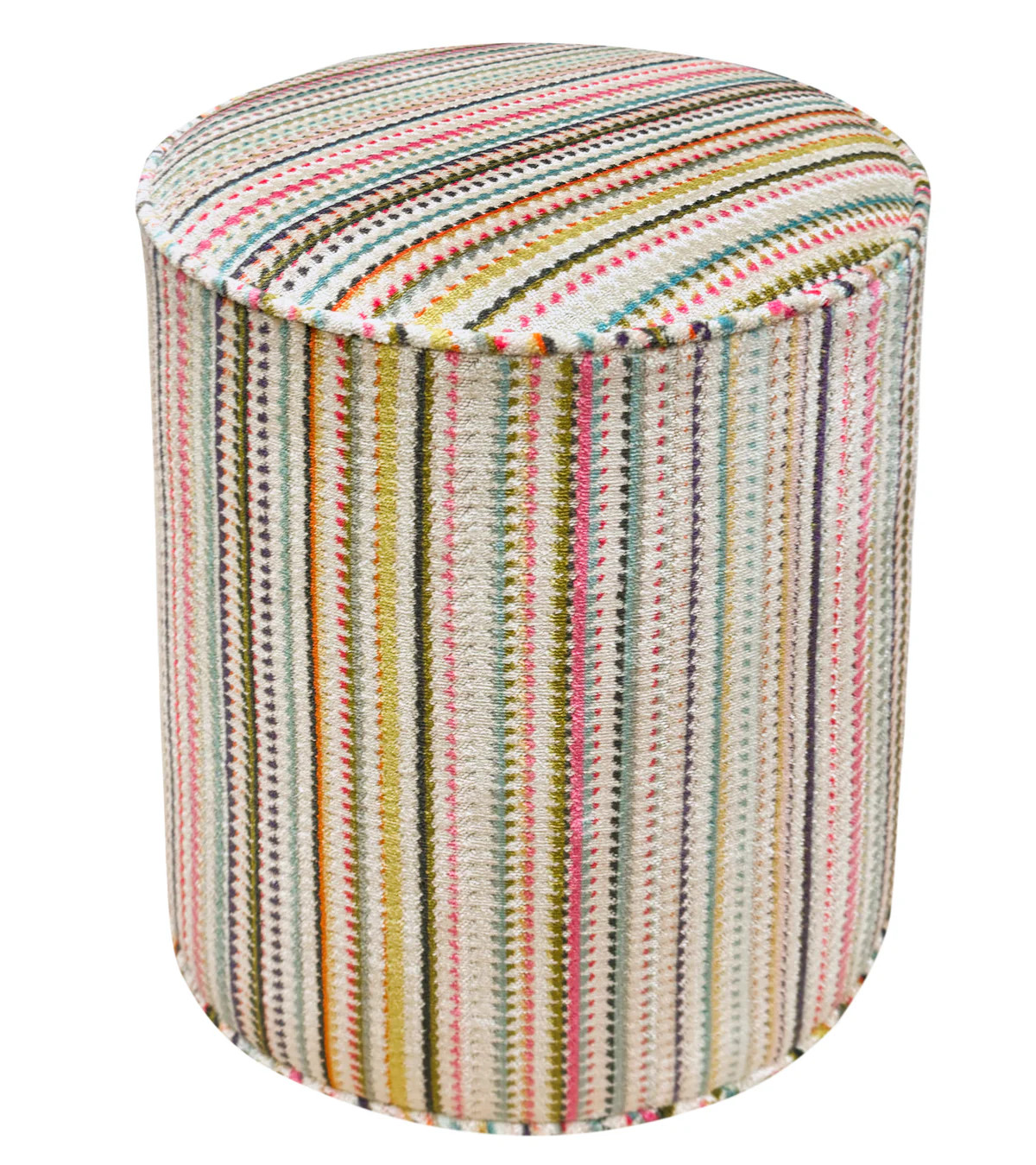 THE TIGHT ROUND OTTOMAN :: TRIBECA CUT VELVET // MULTI | LITTLE DESIGN LLC