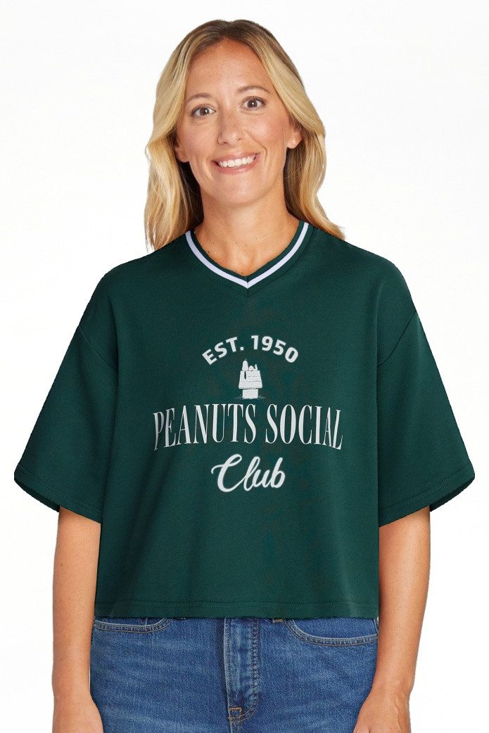 Peanuts Women's Snoopy French Terry Varsity Graphic Tee with Short Sleeves, Sizes XXS-XXL | Walmart (US)