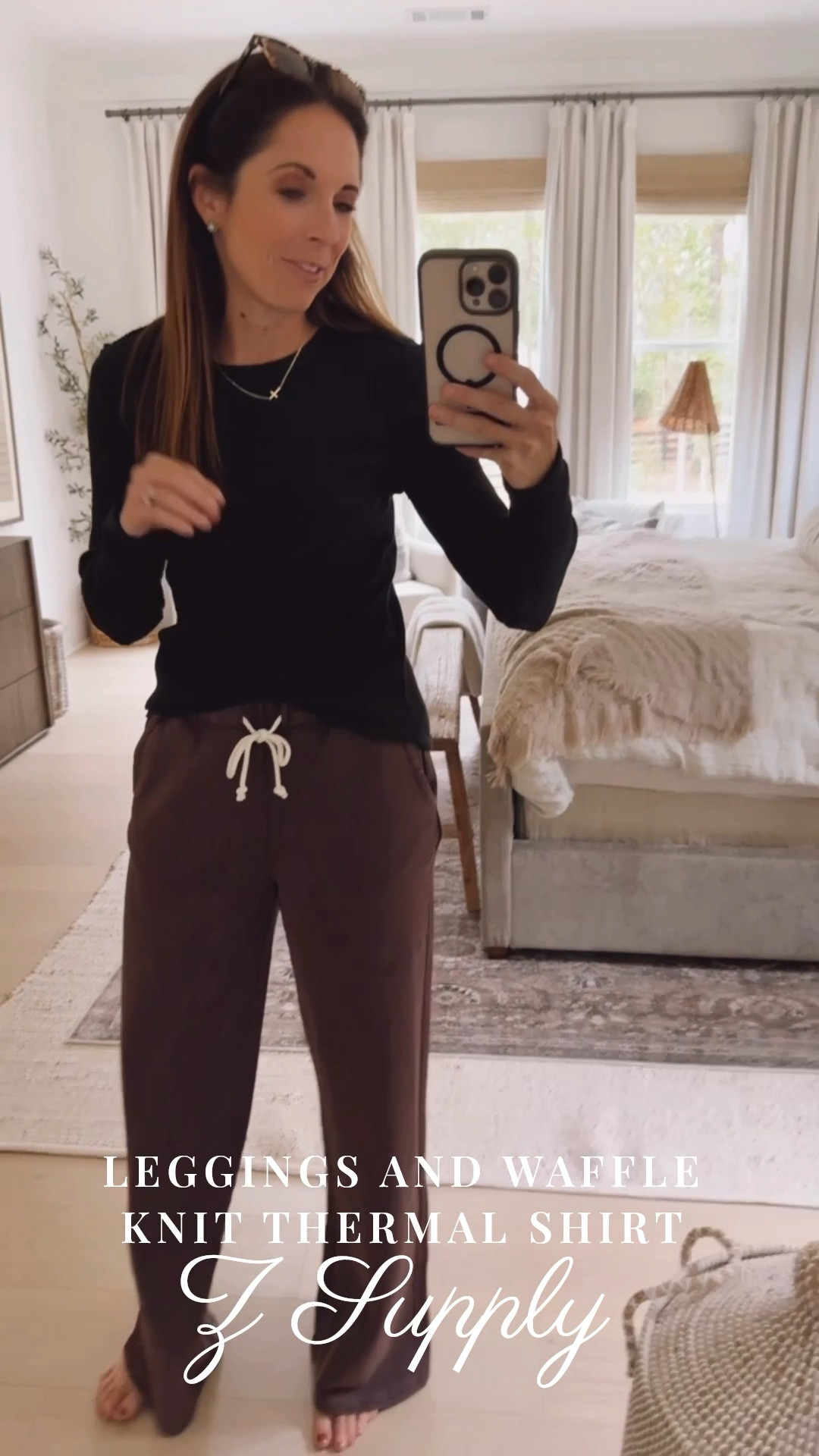 Z Supply thermal waffle knit shirt with chocolate brown drawstring terry cloth pants / sweatpants 🫶🏻 So comfy and perfect for Fall 🍂

#LTKSeasonal #LTKStyleTip #LTKActive