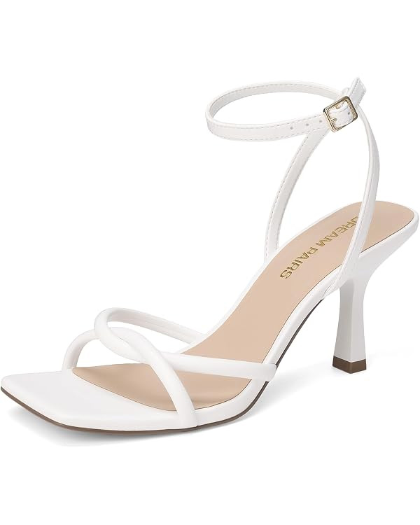 DREAM PAIRS Women's Kitten Low Heels with Square Open Toe Heeled Sandals, Comfortable Strappy Ank... | Amazon (US)